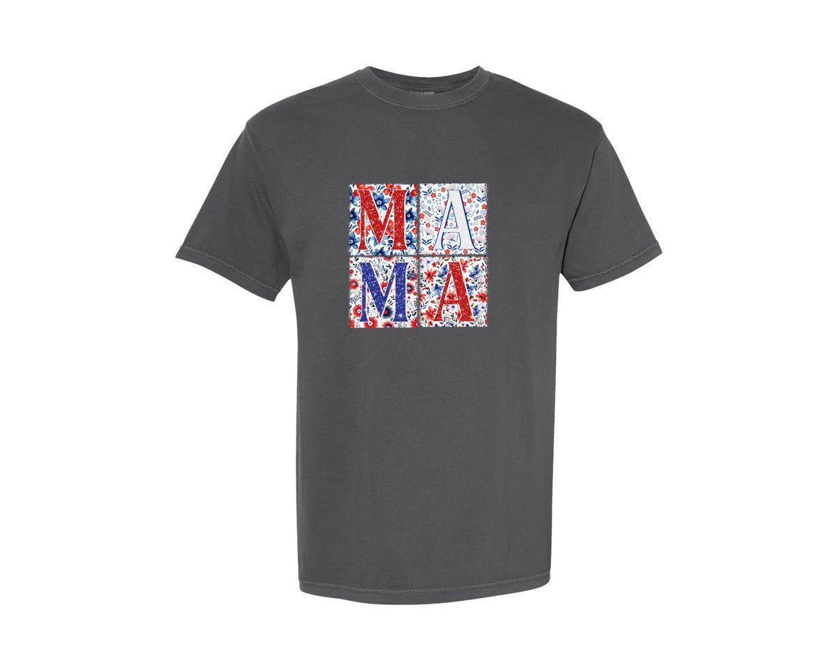 brand:Comfort Colors|color:Pepper|4Th Of July Mama Patriotic Mom Graphic T-Shirt