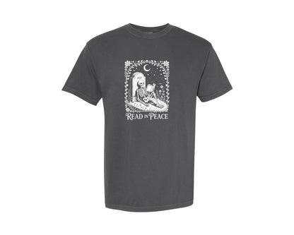 brand:Comfort Colors|color:Pepper|Read In Peace Funny Book T Shirt Graphic T-Shirt