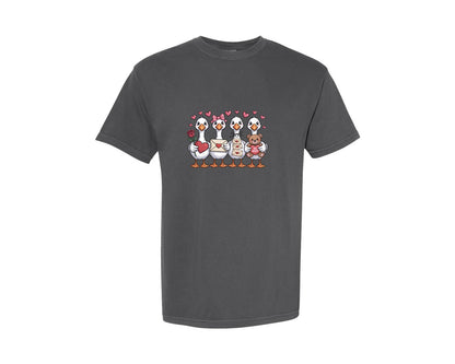 brand:Comfort Colors|color:Pepper|Valentine Goose Pink Coquette Graphic T-Shirt