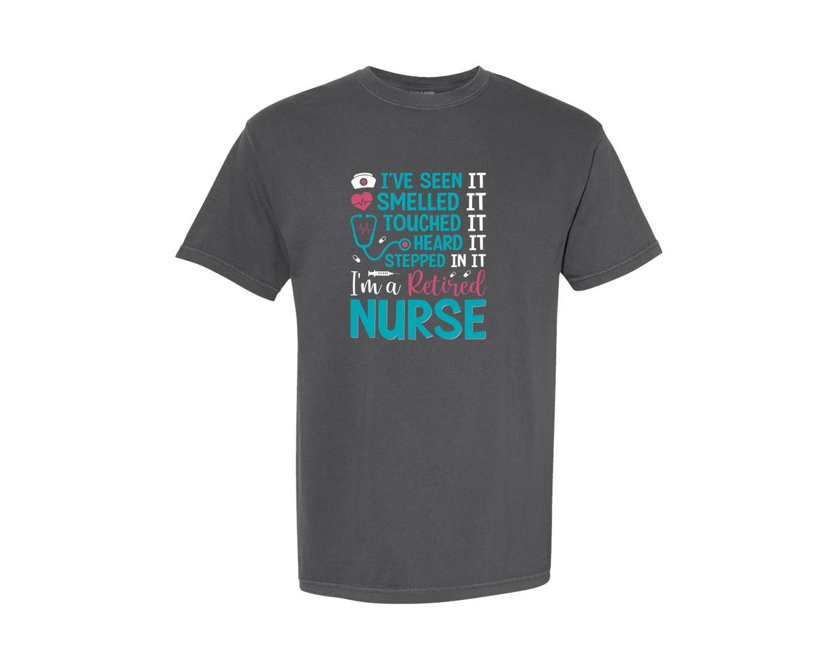 brand:Comfort Colors|color:Pepper|Funny Retired Nurse Life Nurse T Shirt Graphic T-Shirt
