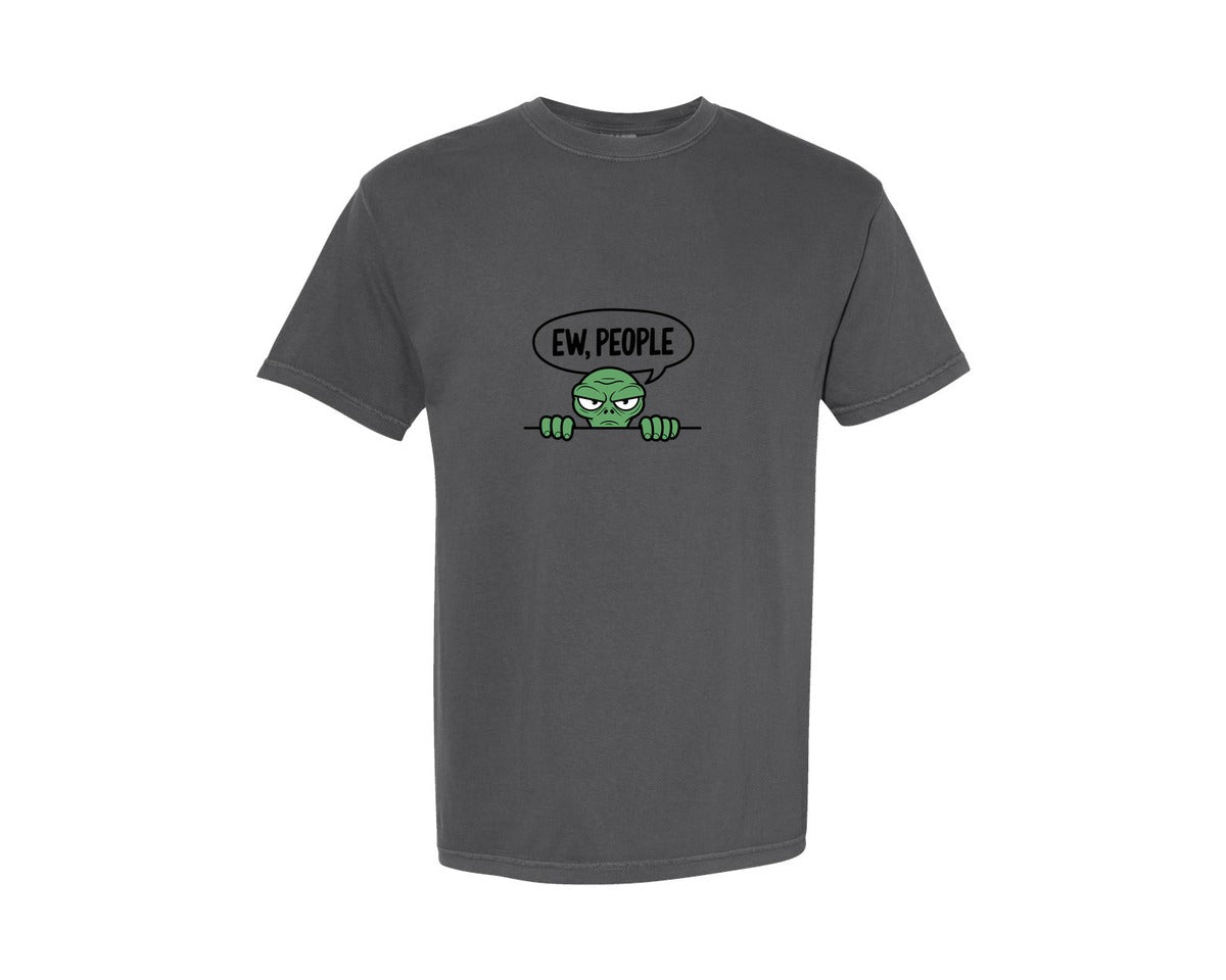 brand:Comfort Colors|color:Pepper|Ew People Alien Ufo T Shirt Design Graphic T-Shirt