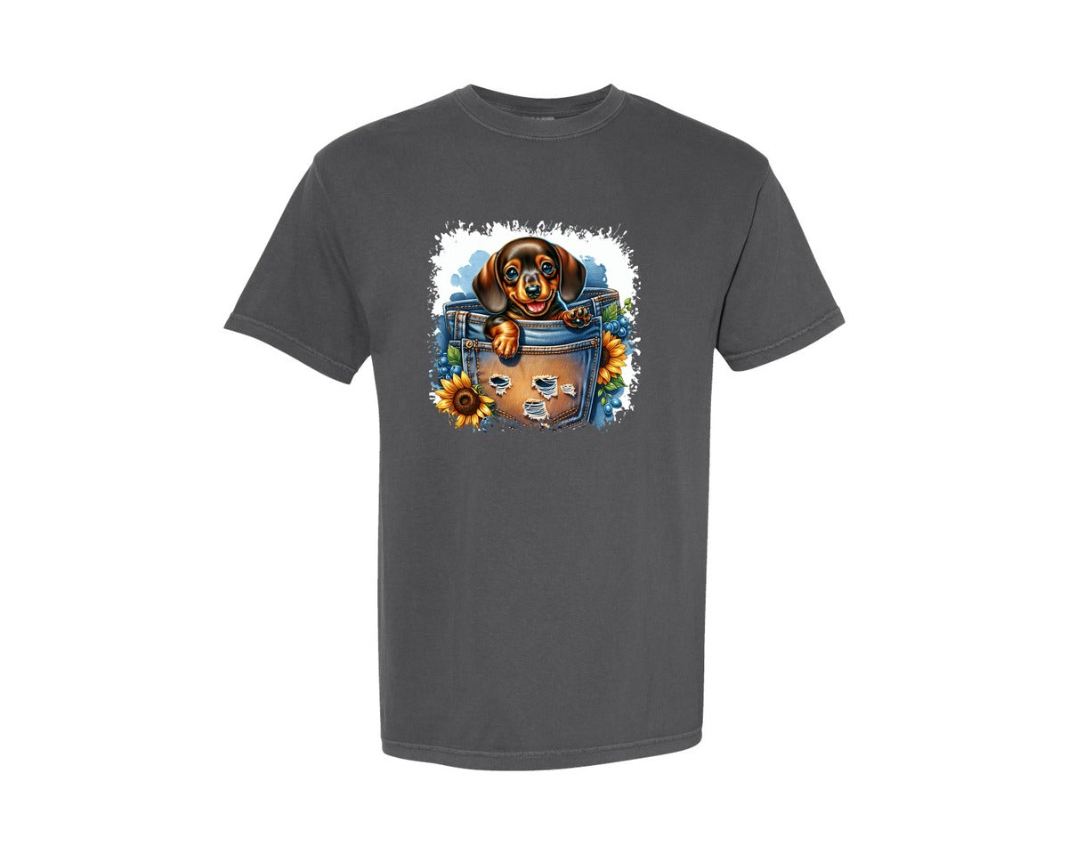 brand:Comfort Colors|color:Pepper|Dog In Pocket Square Tshirt 29 Graphic T-Shirt