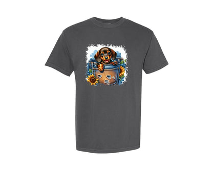 brand:Comfort Colors|color:Pepper|Dog In Pocket Square Tshirt 29 Graphic T-Shirt