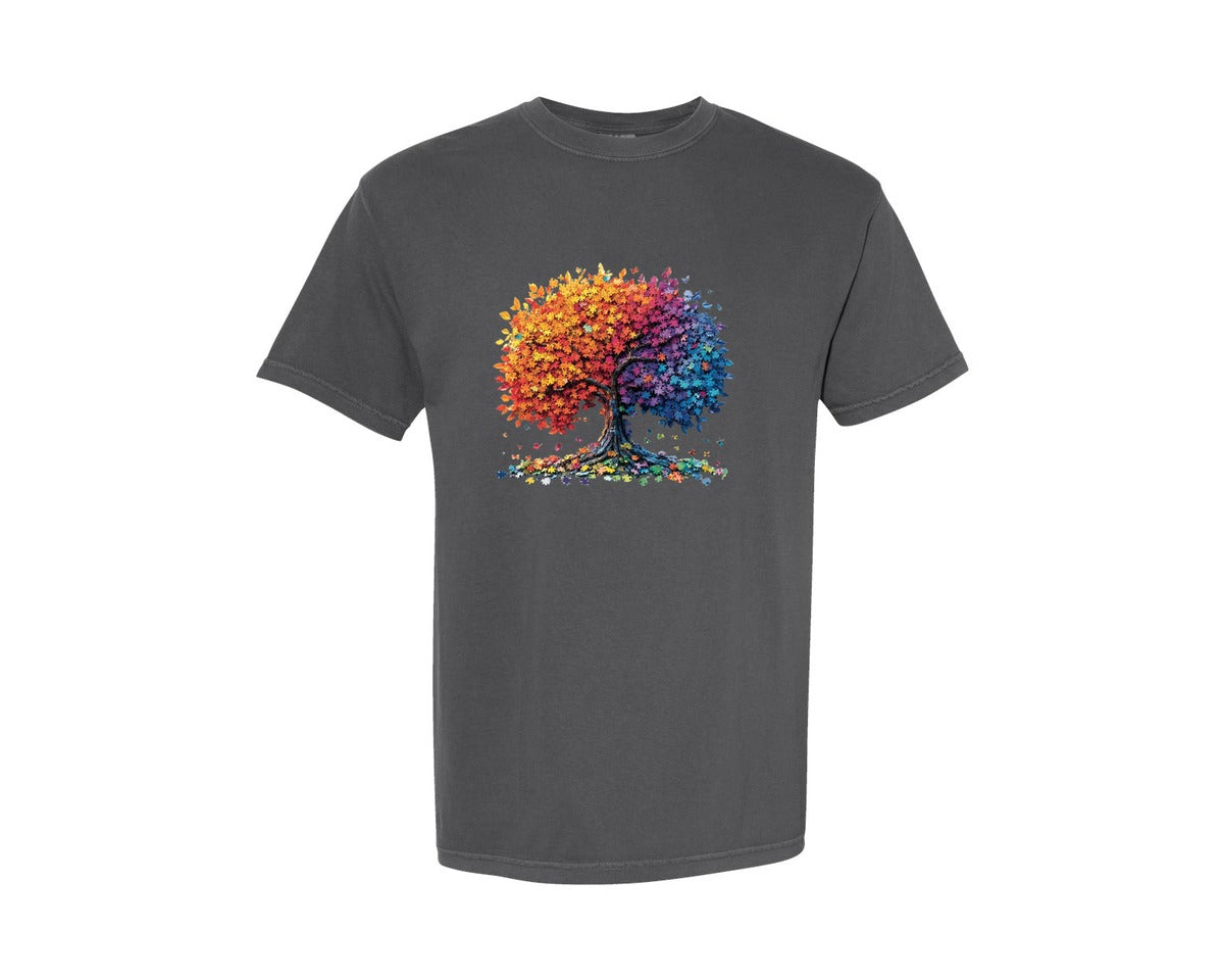 brand:Comfort Colors|color:Pepper|Tree Of Life Autism Tree Pngautism Life Graphic T-Shirt