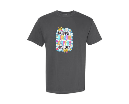 brand:Comfort Colors|color:Pepper|Preppy Back To School Grade 2 Graphic T-Shirt