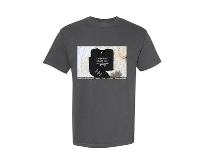 brand:Comfort Colors|color:Pepper|I Wear My Heart On My Sleeve Kids Names Graphic T-Shirt
