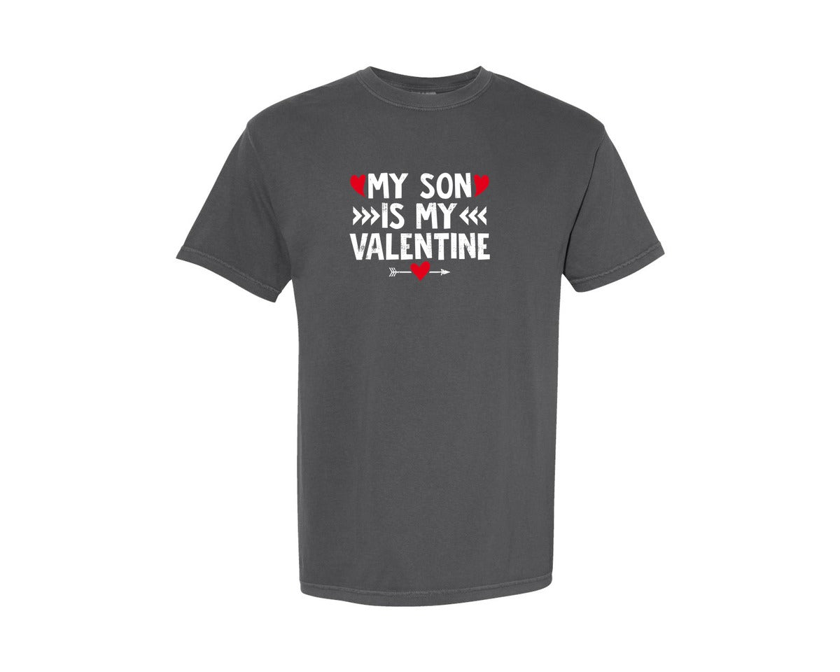 brand:Comfort Colors|color:Pepper|Valentine Mom My Son Is My Valentine Graphic T-Shirt