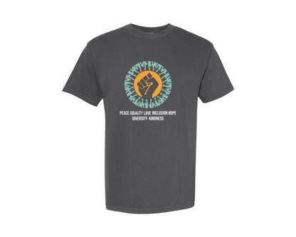 brand:Comfort Colors|color:Pepper|Peace Equality Love Unity Activism Graphic T-Shirt