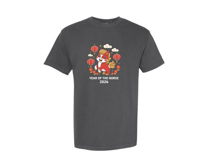 brand:Comfort Colors|color:Pepper|Year Of The Horse 2026 2 Graphic T-Shirt