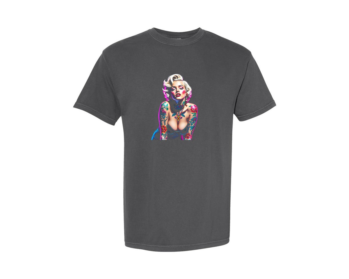 brand:Comfort Colors|color:Pepper|Tattooed Pin Up Glam Graphic T-Shirt