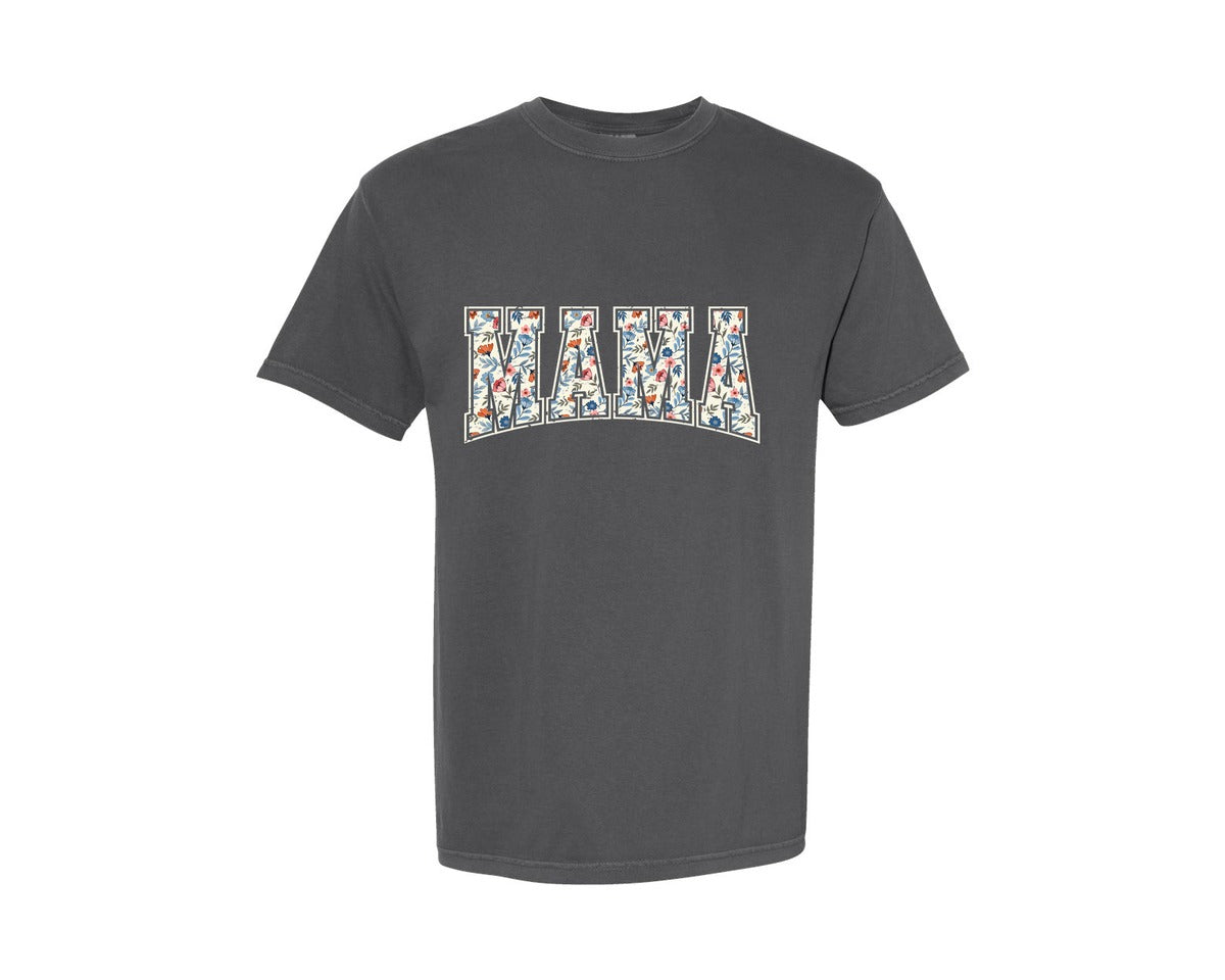 brand:Comfort Colors|color:Pepper|Flower Mama Boho Floral Mama Mom Graphic T-Shirt