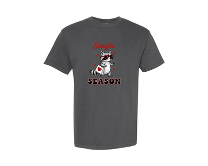 brand:Comfort Colors|color:Pepper|Single Season Raccoon Valentine Graphic T-Shirt