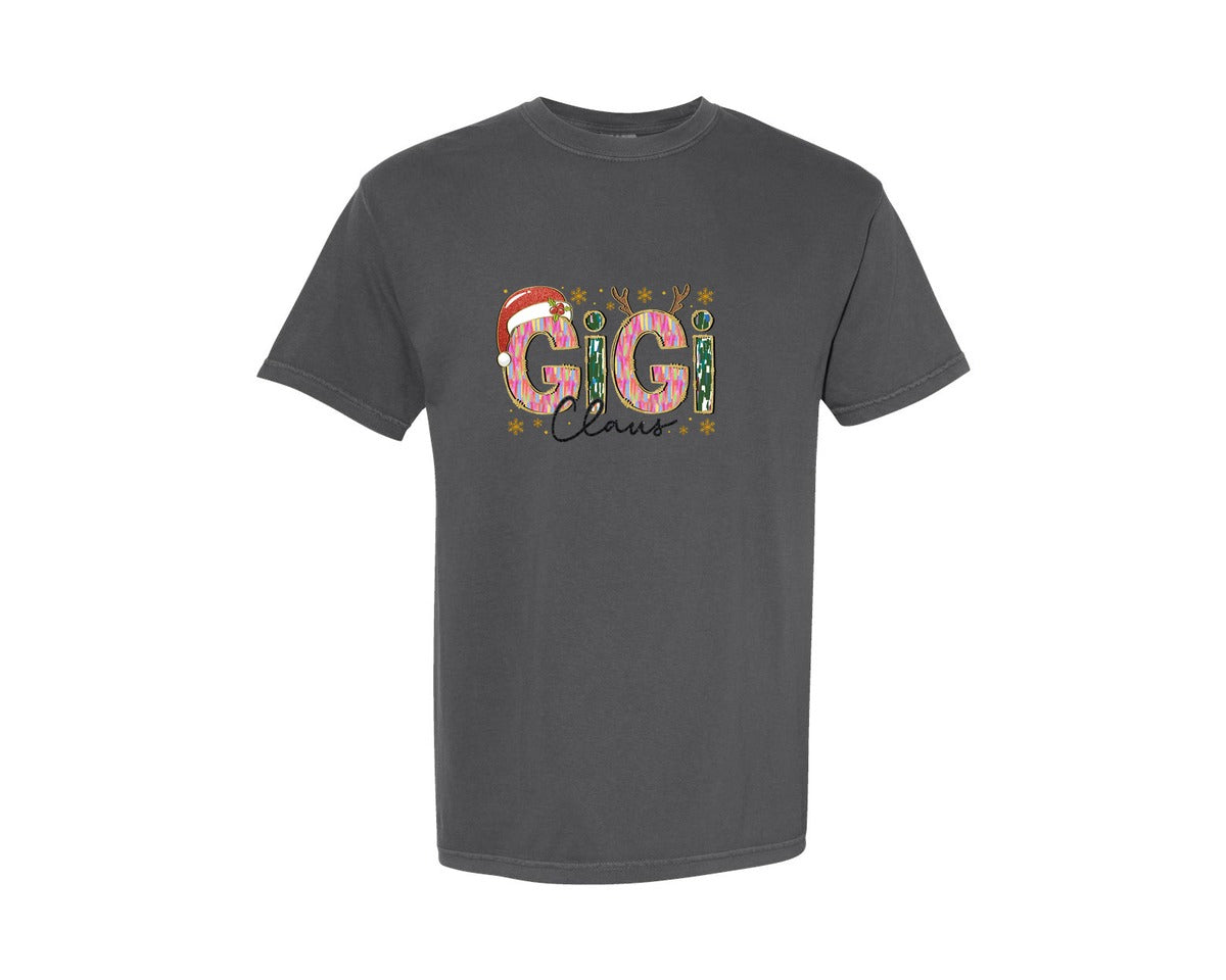 brand:Comfort Colors|color:Pepper|Gigi Claus Christmas 3 Graphic T-Shirt