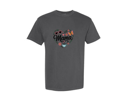 brand:Comfort Colors|color:Pepper|Mama Love Heart Floral T Shirt Design 50 Graphic T-Shirt