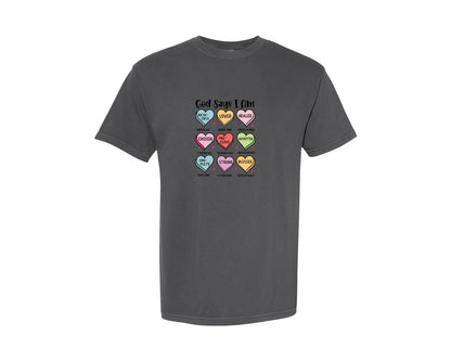 brand:Comfort Colors|color:Pepper|God Says I Am Valentine Valentines Graphic T-Shirt