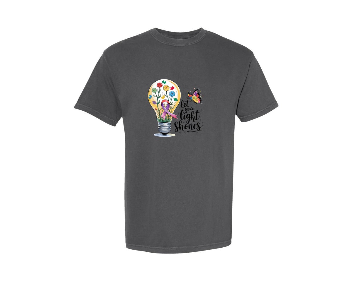 brand:Comfort Colors|color:Pepper|Autism Awareness Let Your Light Shine Graphic T-Shirt