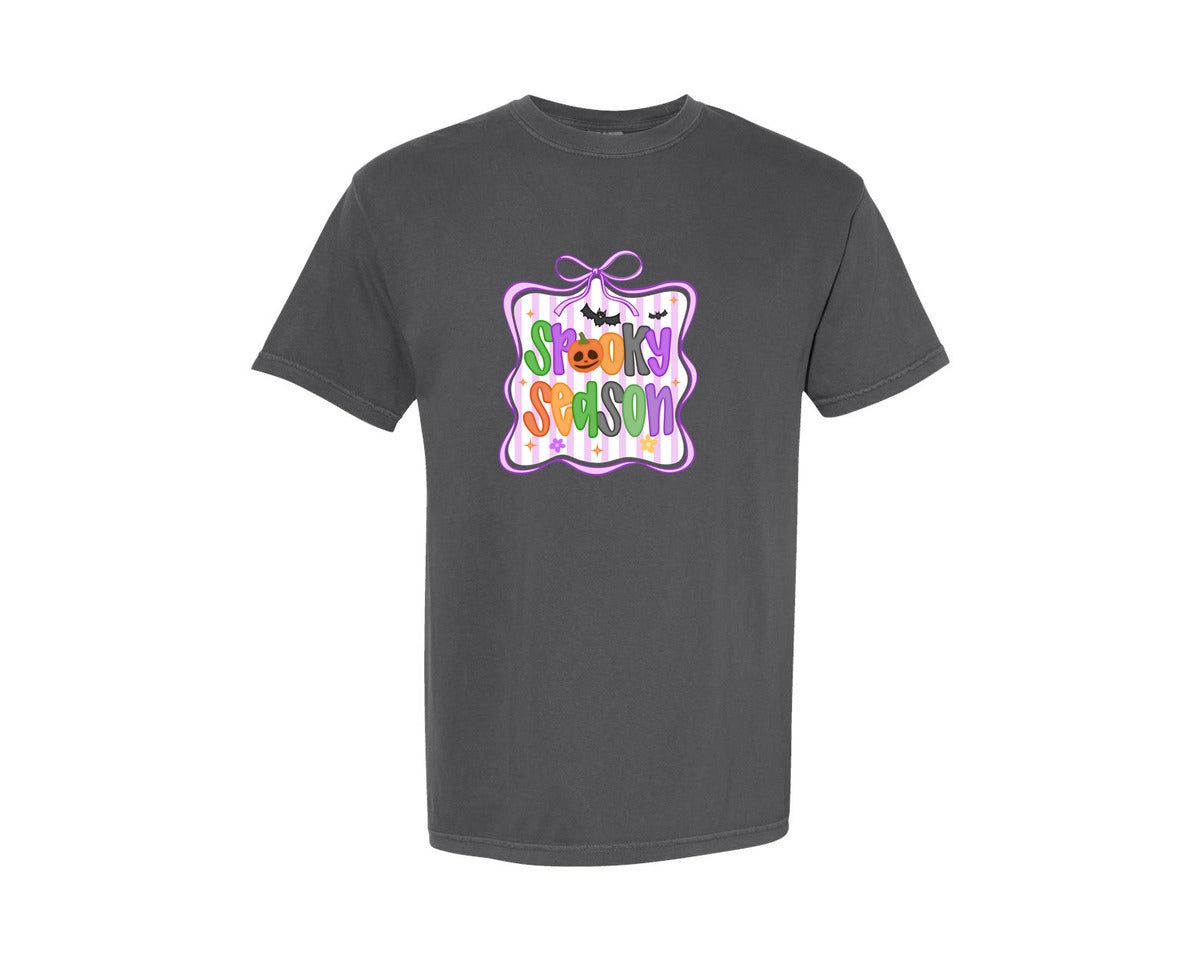 brand:Comfort Colors|color:Pepper|Spooky Season Halloween Coquette Graphic T-Shirt