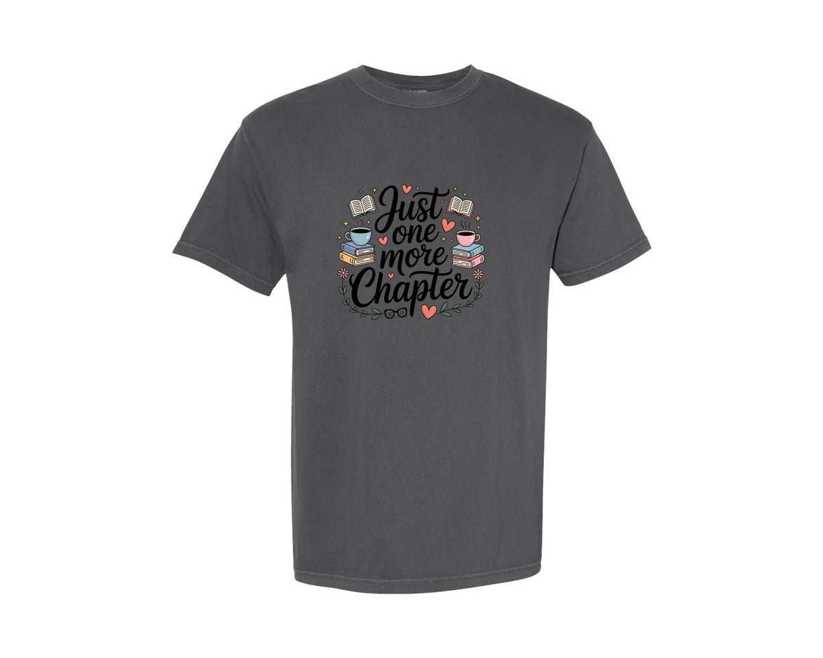brand:Comfort Colors|color:Pepper|Ust One More Chapter Bookish Graphic T-Shirt