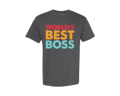 brand:Comfort Colors|color:Pepper|Worlds Best Boss Gift Shirt File Graphic T-Shirt