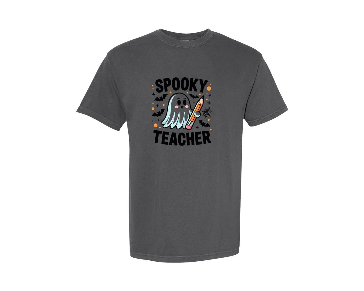 brand:Comfort Colors|color:Pepper|Spooky Teacher Halloween 2 Graphic T-Shirt