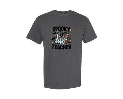 brand:Comfort Colors|color:Pepper|Spooky Teacher Halloween 2 Graphic T-Shirt