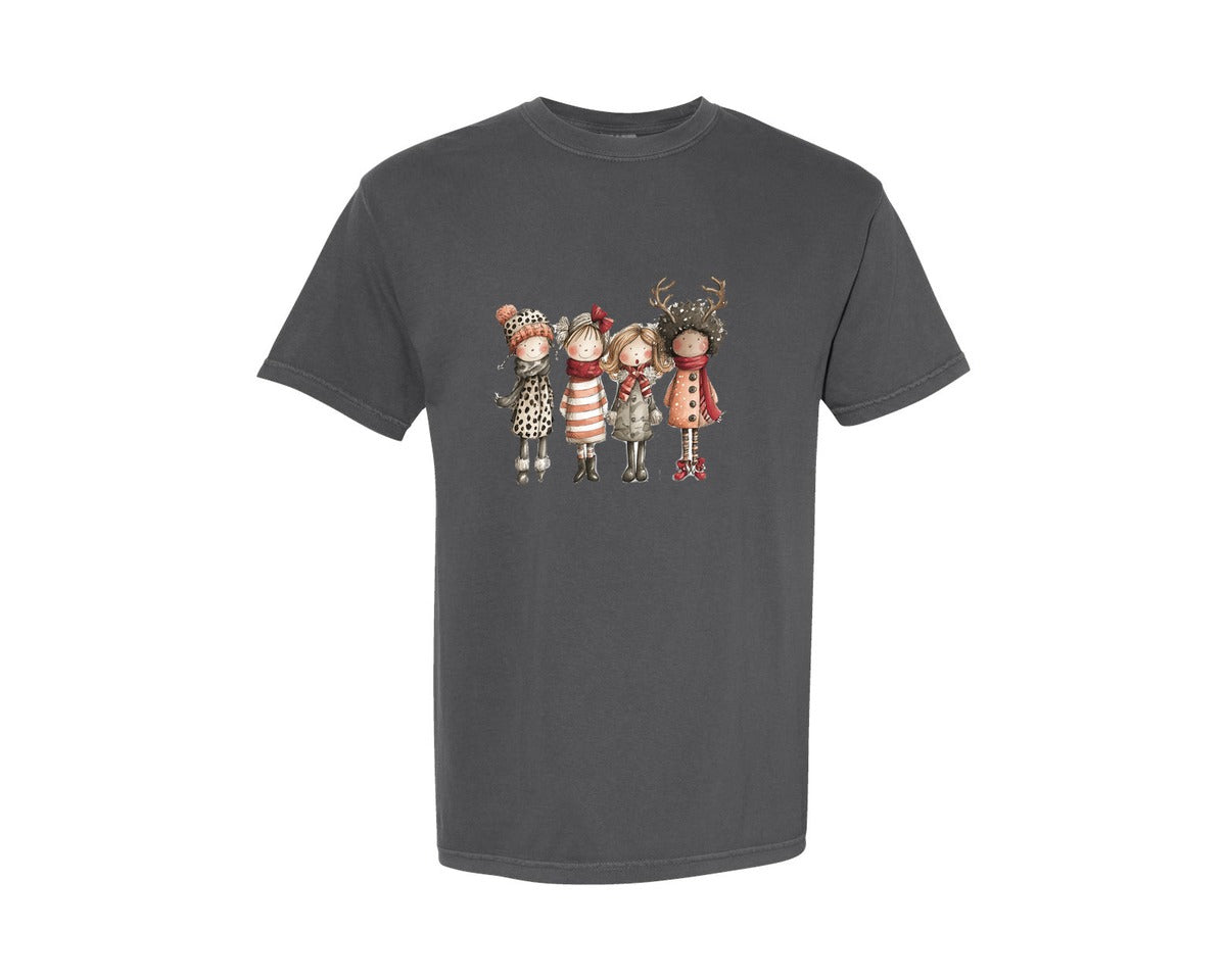brand:Comfort Colors|color:Pepper|Whimsical Winter Christmas Girl 13 Graphic T-Shirt
