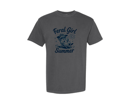 brand:Comfort Colors|color:Pepper|Feral Girl Summer Raccoon 15 Graphic T-Shirt