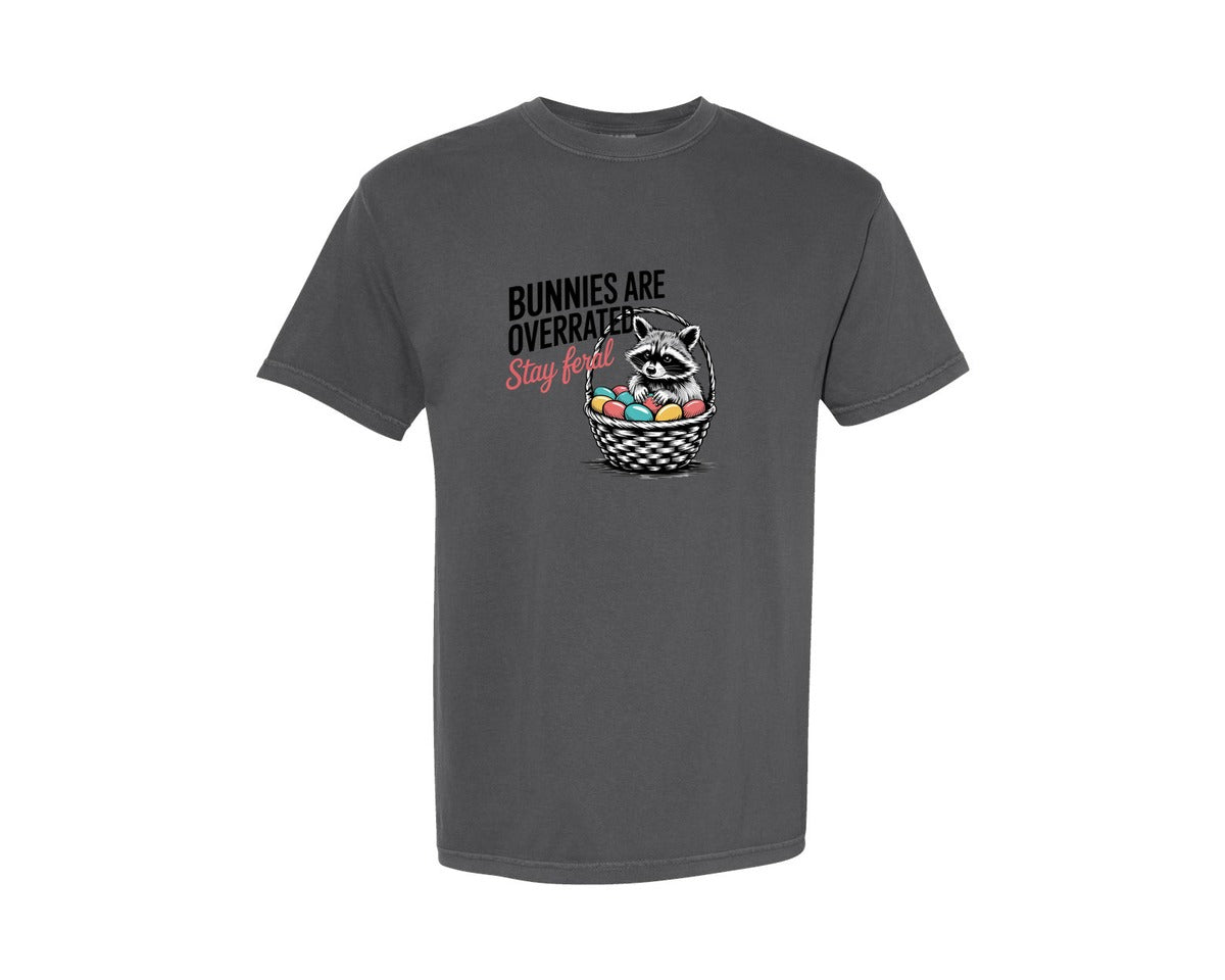 brand:Comfort Colors|color:Pepper|Bunnies Are Overrated Stay Feral 7 Graphic T-Shirt