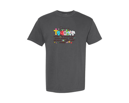 brand:Comfort Colors|color:Pepper|She Is Teacher Christian Graphic T-Shirt