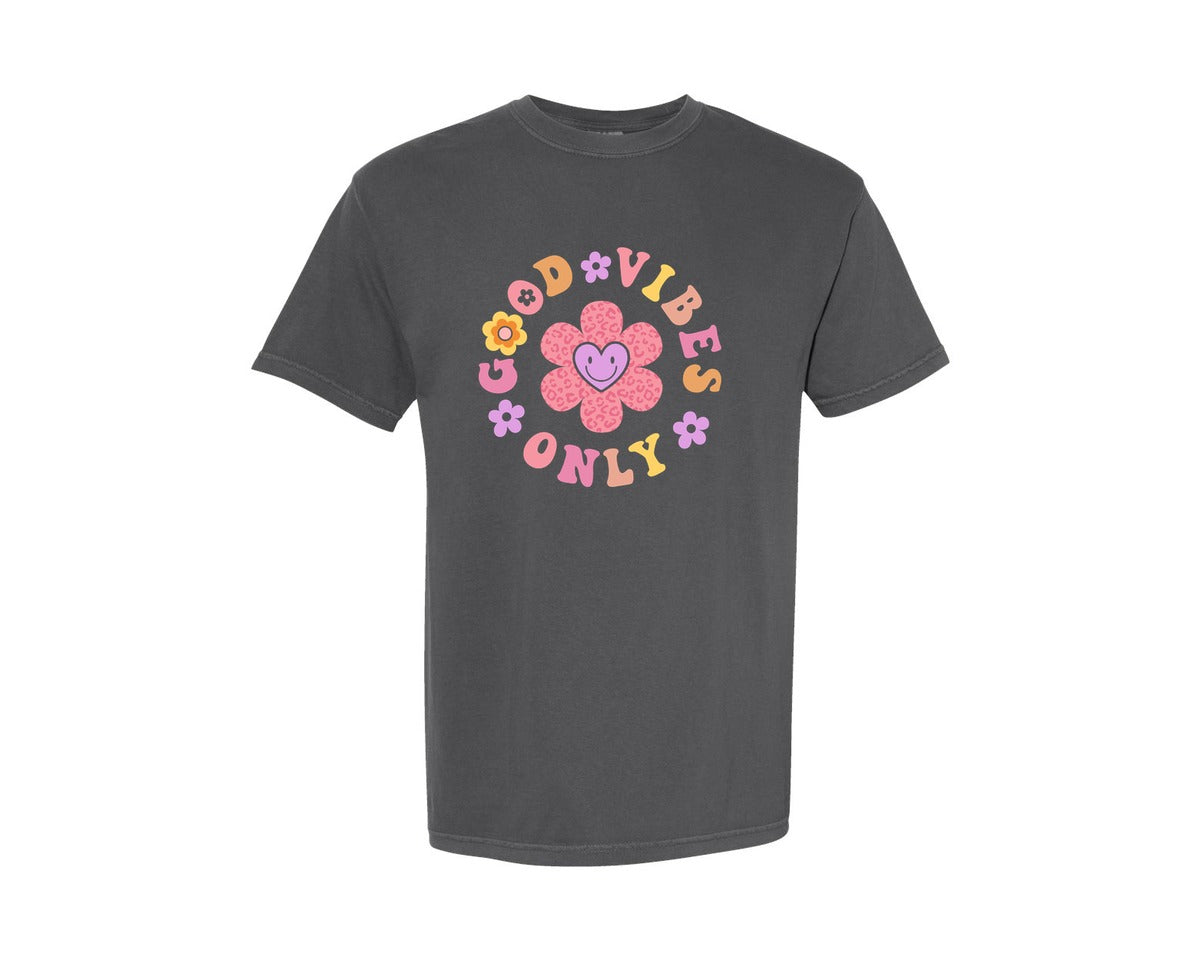 brand:Comfort Colors|color:Pepper|Positive Mental Health Flowers Graphic T-Shirt
