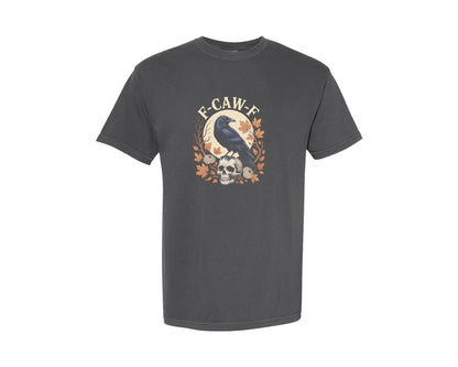 brand:Comfort Colors|color:Pepper|F Caw F Crow Halloween T Shirt Design Graphic T-Shirt