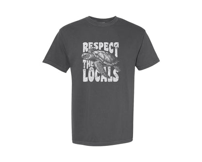 brand:Comfort Colors|color:Pepper|Respect The Locals Sea Turtle Retro Shir Graphic T-Shirt