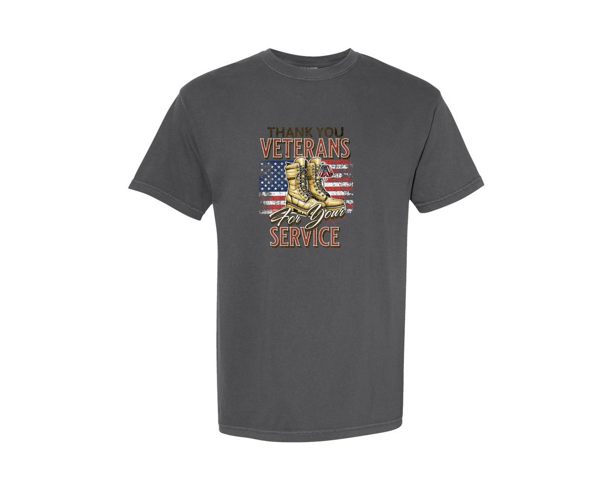 brand:Comfort Colors|color:Pepper|Thank You Veterans For Your Service Graphic T-Shirt