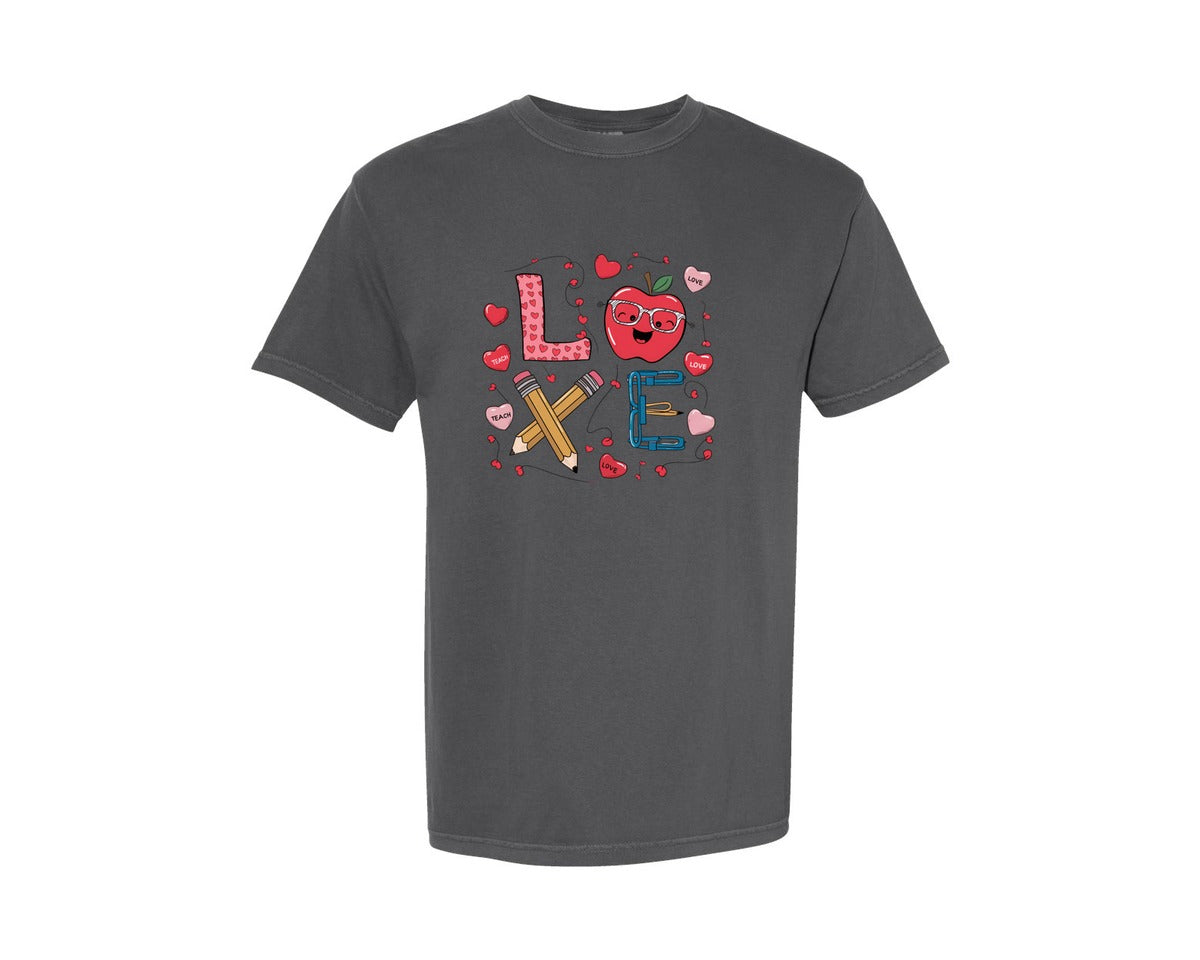 brand:Comfort Colors|color:Pepper|Valentines Day Shirt Woman Love Graphic T-Shirt