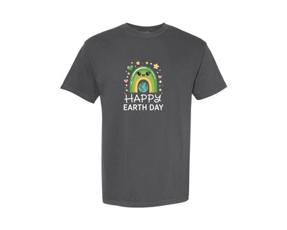 brand:Comfort Colors|color:Pepper|Happy Earth Day Rainbow 2 Graphic T-Shirt