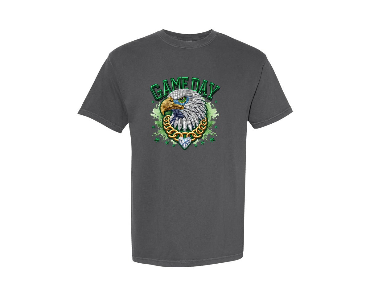 brand:Comfort Colors|color:Pepper|Green Mascot Eagles Game Day Graphic T-Shirt
