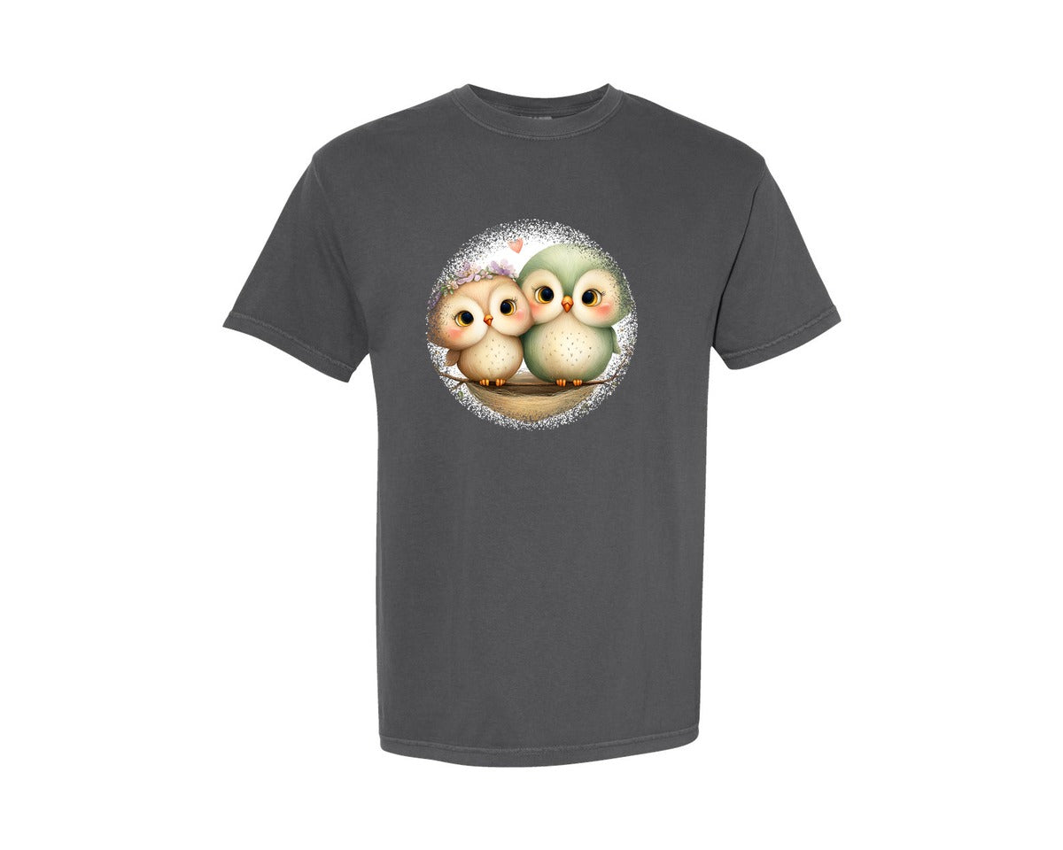 brand:Comfort Colors|color:Pepper|Couple Animals Round Tshirt 39 Graphic T-Shirt