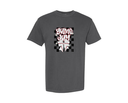 brand:Comfort Colors|color:Pepper|Checkered Baseball Game Day Graphic T-Shirt