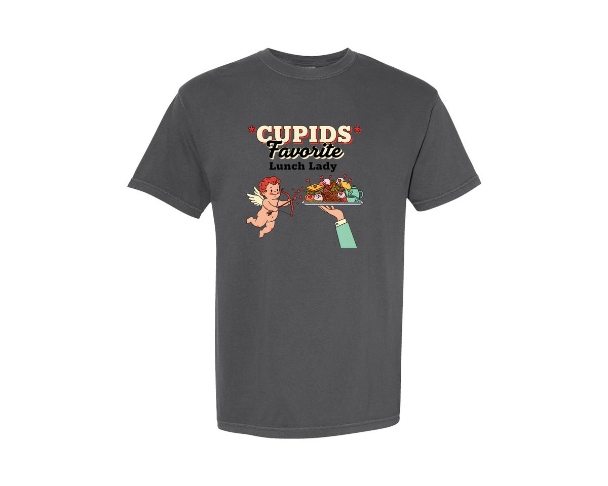 brand:Comfort Colors|color:Pepper|Cupids Favorite Lunch Lady 5 Graphic T-Shirt