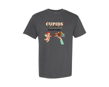 brand:Comfort Colors|color:Pepper|Cupids Favorite Lunch Lady 5 Graphic T-Shirt