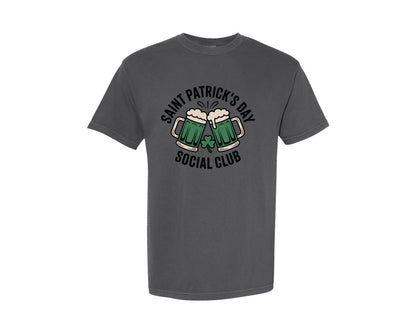 brand:Comfort Colors|color:Pepper|Saint Patricks Day Social Club Graphic T-Shirt