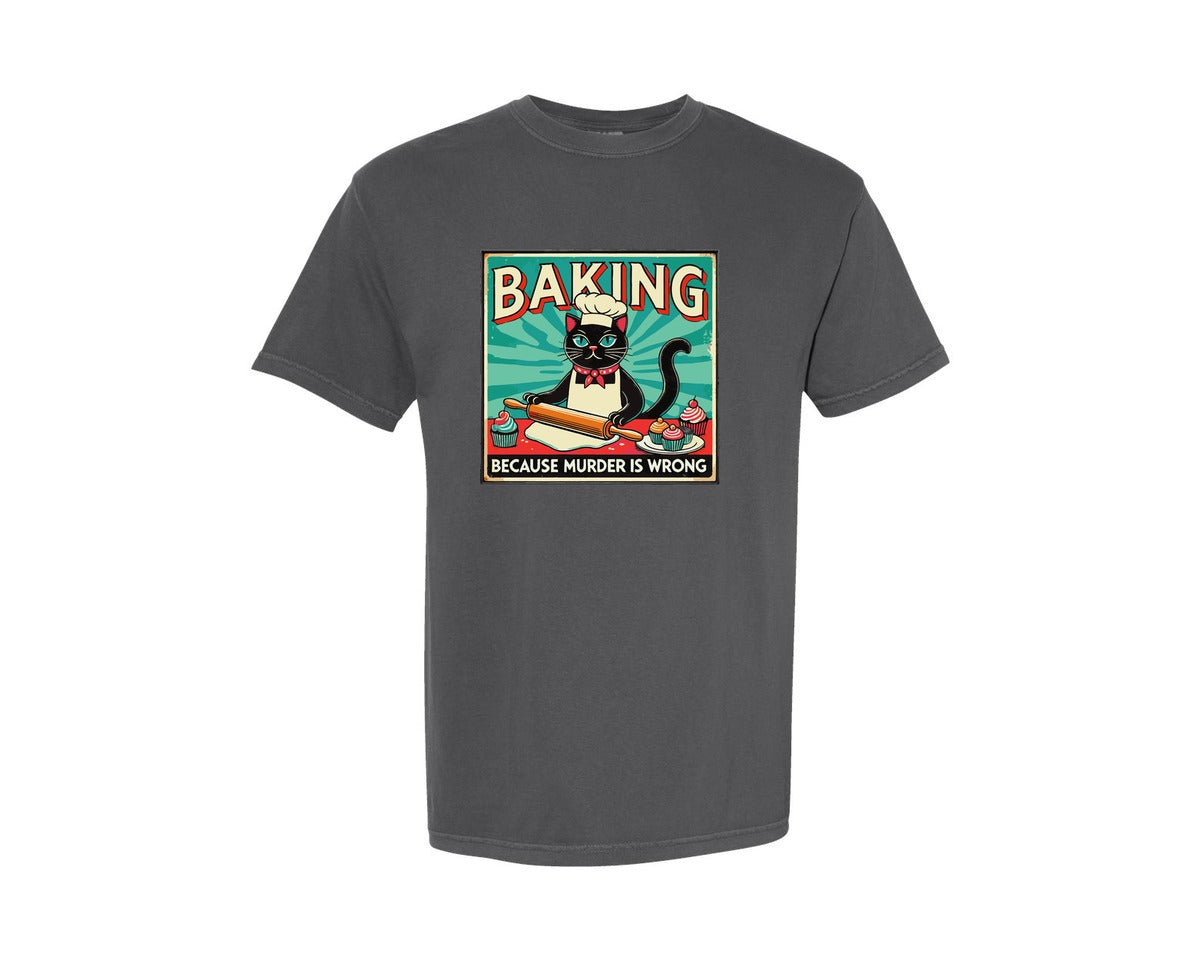 brand:Comfort Colors|color:Pepper|Baking Cat Grumpy Cat Graphic T-Shirt