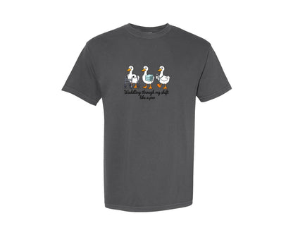 brand:Comfort Colors|color:Pepper|Funny Duck Nurse T Shirt Design Graphic T-Shirt