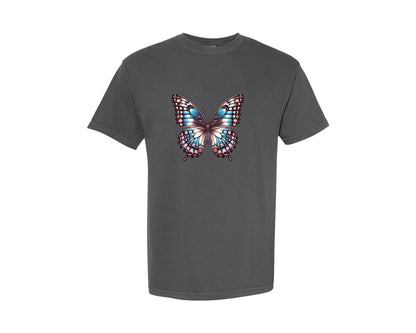 brand:Comfort Colors|color:Pepper|Beautiful Butterfly Transparent Clip Graphic T-Shirt