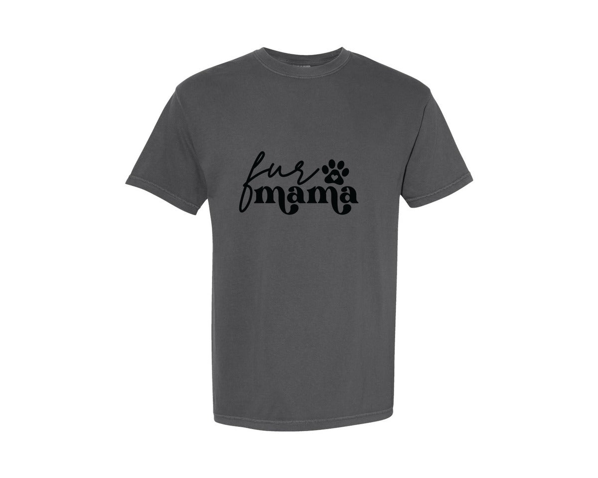 brand:Comfort Colors|color:Pepper|Fur Mama Dog Mom Cat Paw Print Graphic T-Shirt