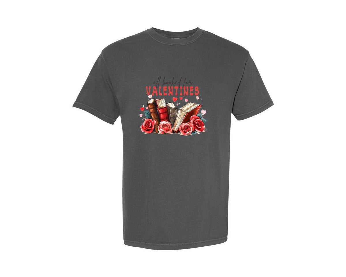 brand:Comfort Colors|color:Pepper|All Booked For Valentines Book Love 6 Graphic T-Shirt