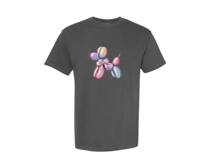brand:Comfort Colors|color:Pepper|Watercolor Coquette Pink Balloon Dog Graphic T-Shirt