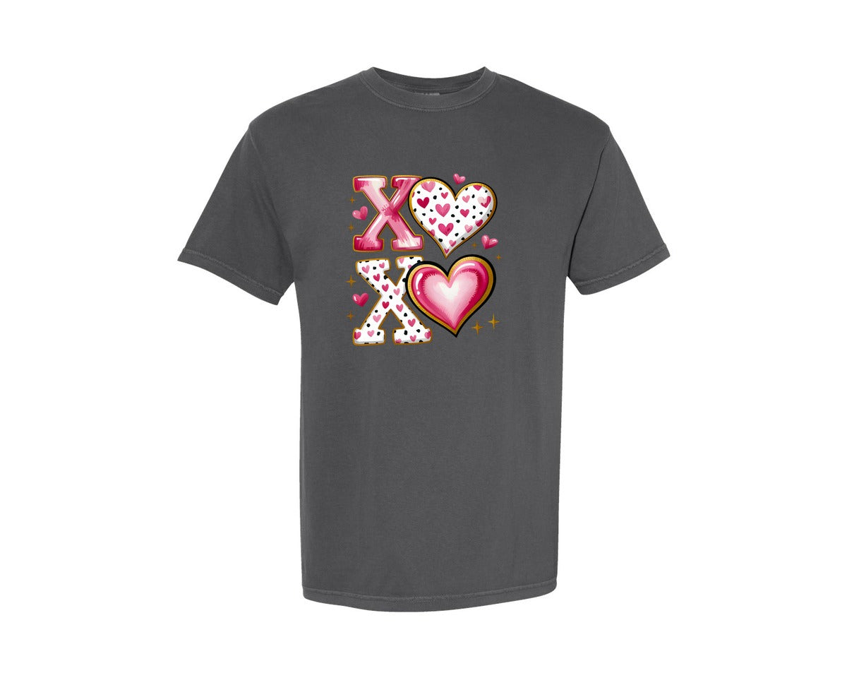 brand:Comfort Colors|color:Pepper|Xoxo Valentine Day Heart Brushstroke 20 Graphic T-Shirt
