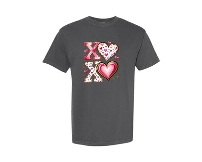 brand:Comfort Colors|color:Pepper|Xoxo Valentine Day Heart Brushstroke 20 Graphic T-Shirt