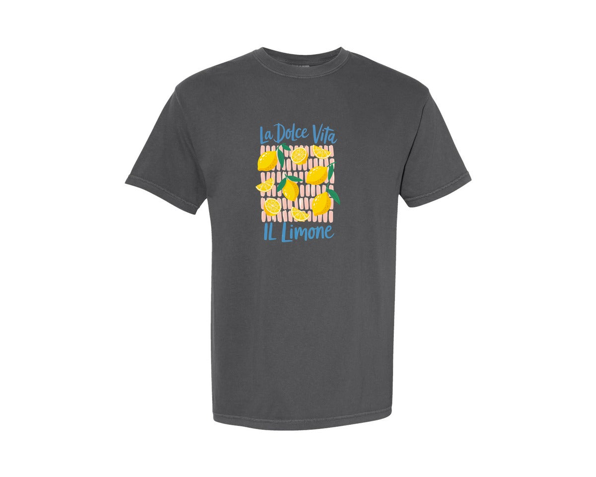 brand:Comfort Colors|color:Pepper|La Dolce Vita Il Limone Amalfi Coast Graphic T-Shirt